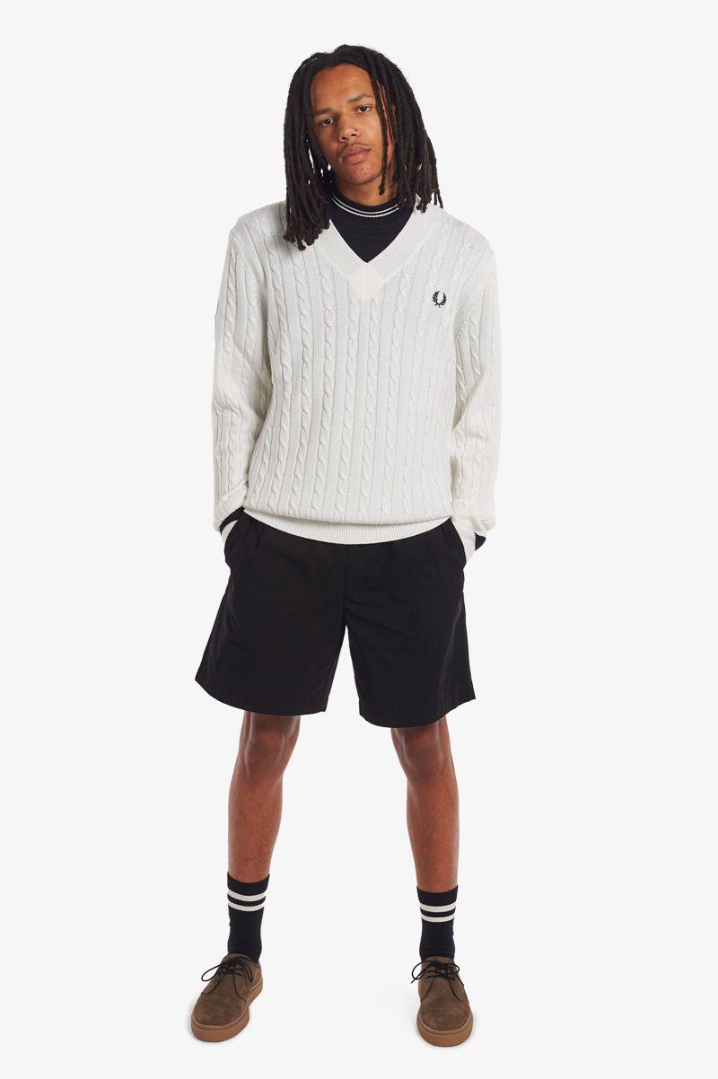 White Fred Perry K3801 Men's Knitwear | PH 1306PJJQ